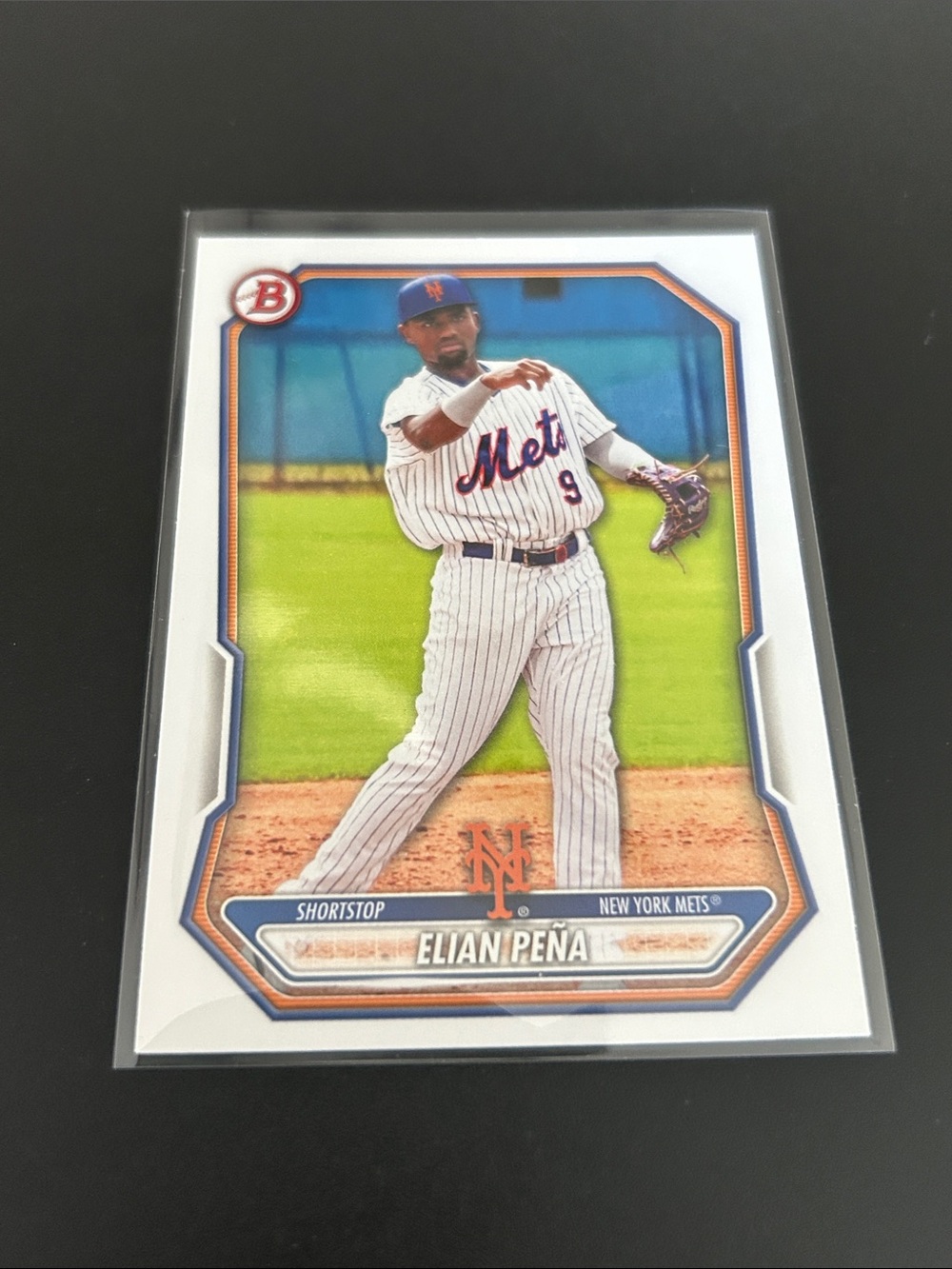 Topps New York Mets Blue White Baseball Card - Elian Peña